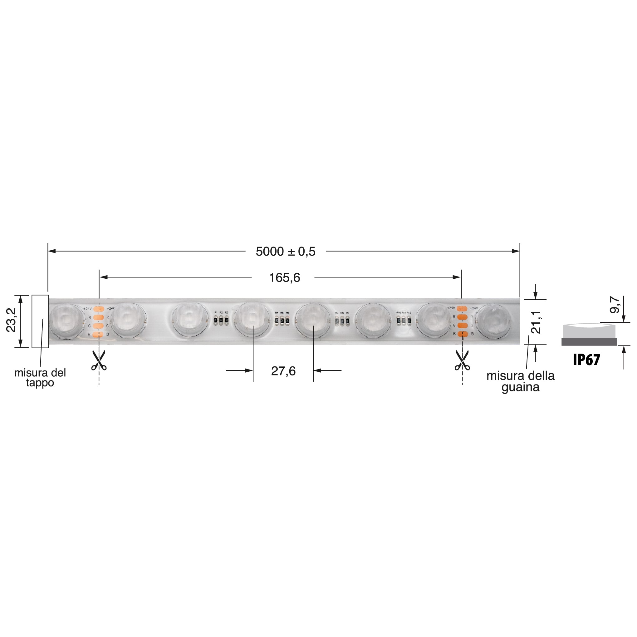 ELCART DISTRIBUTION - ERT186542000 WALL WASHER 42W/M 24V RGB IP67