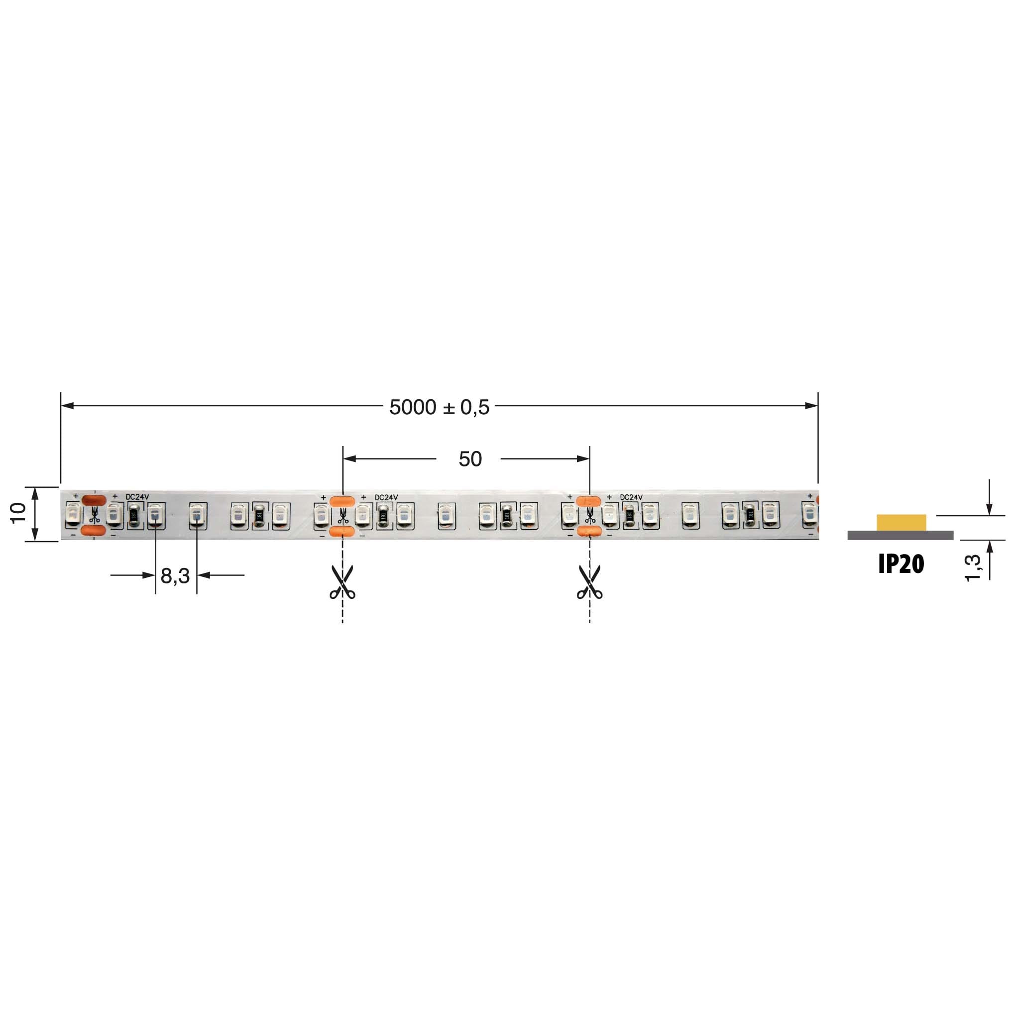ELCART DISTRIBUTION - ERT186680100 STRISCIA LED 9,6W/M R 24V IP20