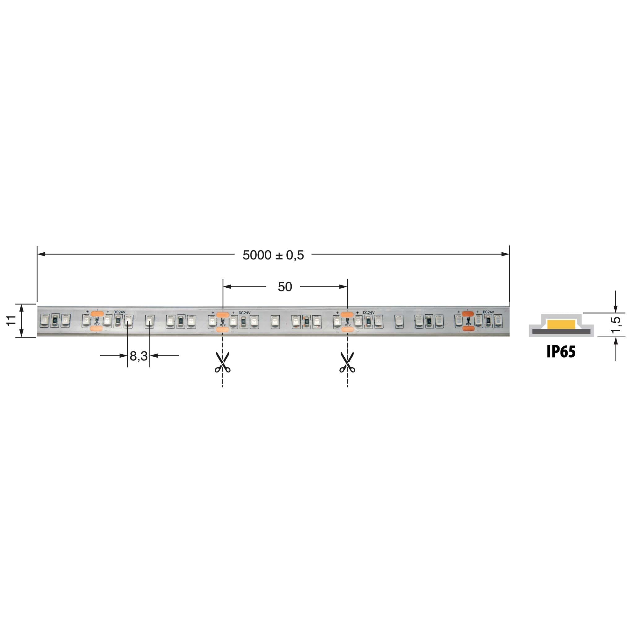 ELCART DISTRIBUTION - ERT186691100 STRISCIA LED 9,6W/M B 24V IP65