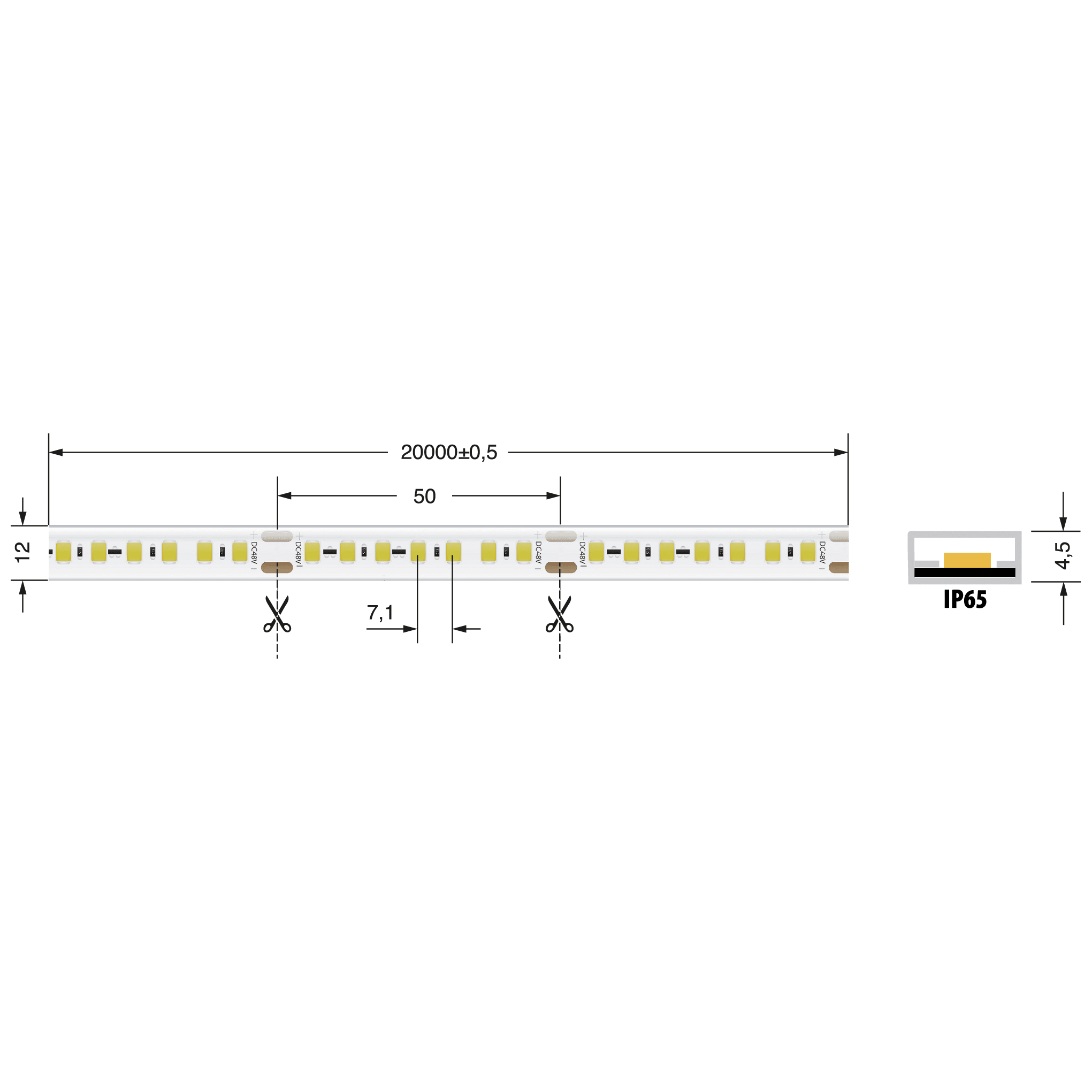 ELCART DISTRIBUTION - ERT186705100 STR.LED 14,4W/M BF 48V IP65