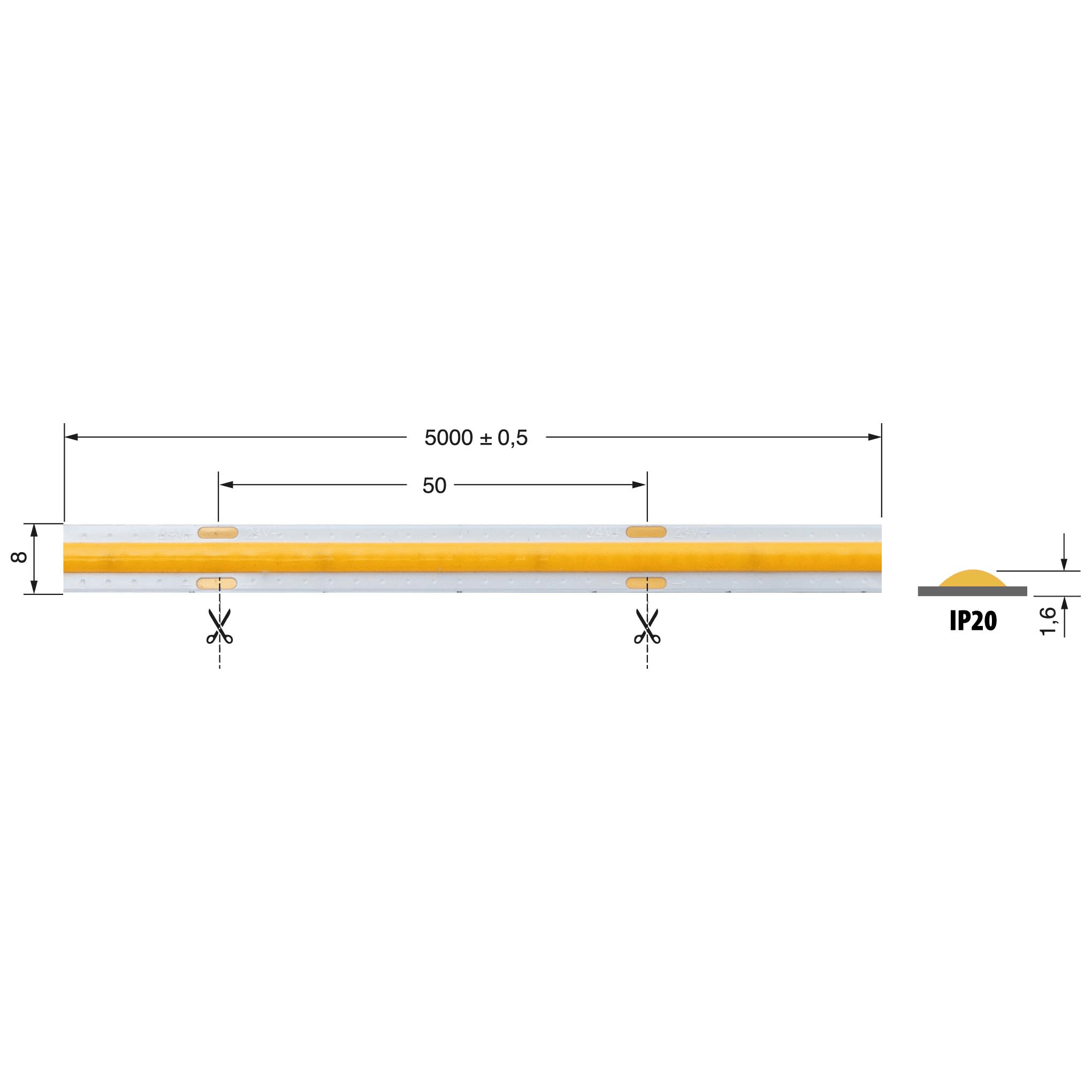ELCART DISTRIBUTION - ERT186900400 S.LED COB 12W/M 24V BC IP20 CRI90