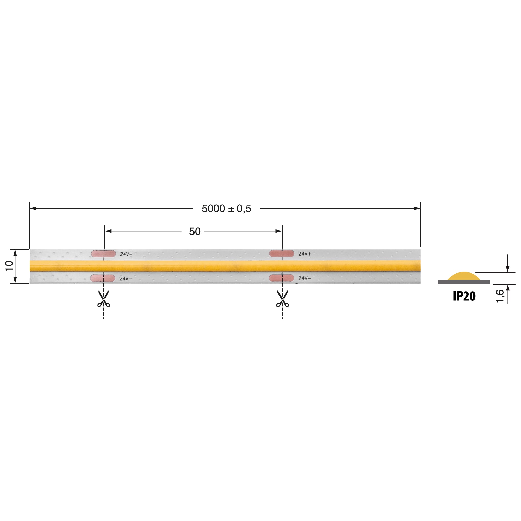 ELCART DISTRIBUTION - ERT186904000 S.LED COB 19W/M 24V BF IP20 CRI90