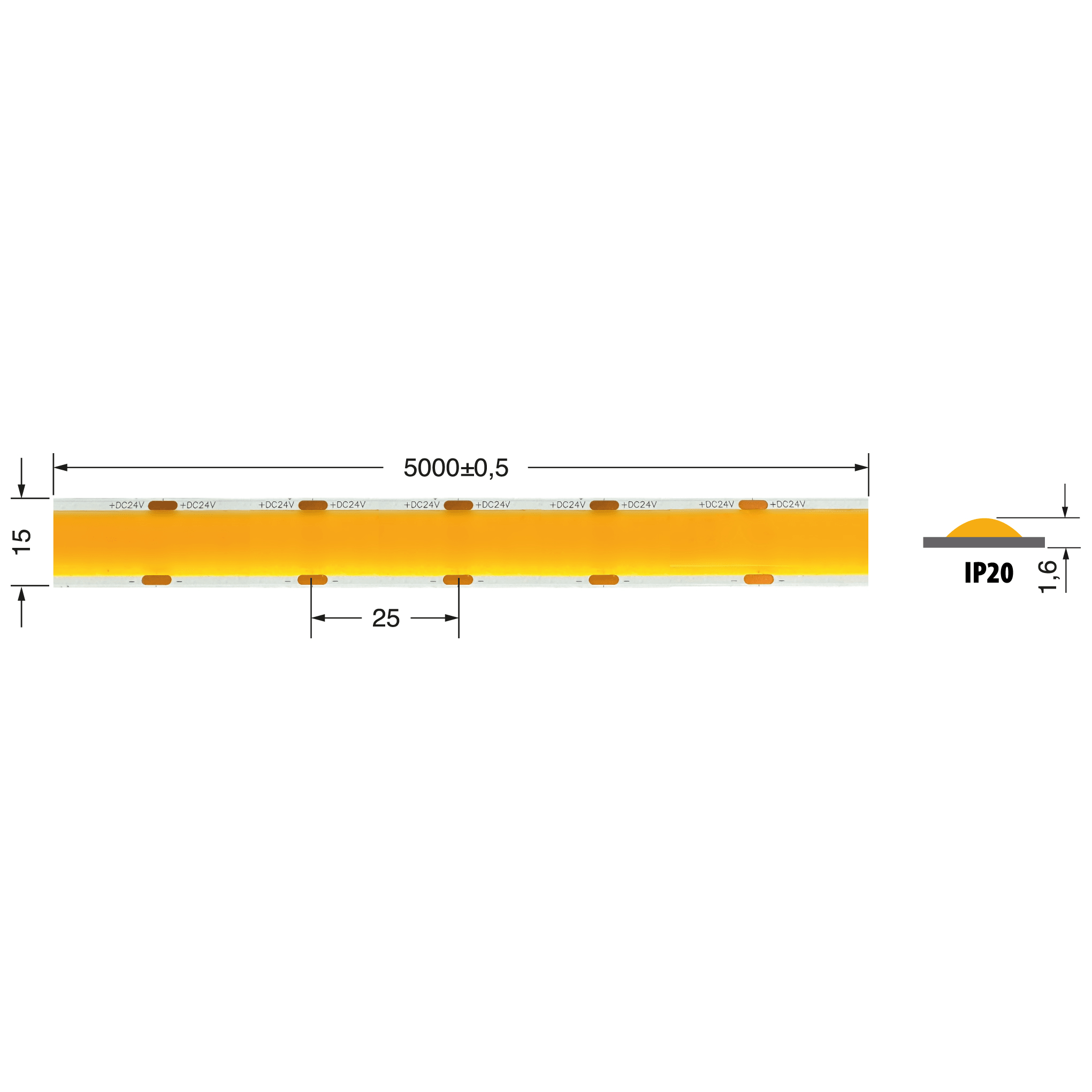 ELCART DISTRIBUTION - ERT186906200 S.L COB 3FIL 25W/M 24V 4000K IP20