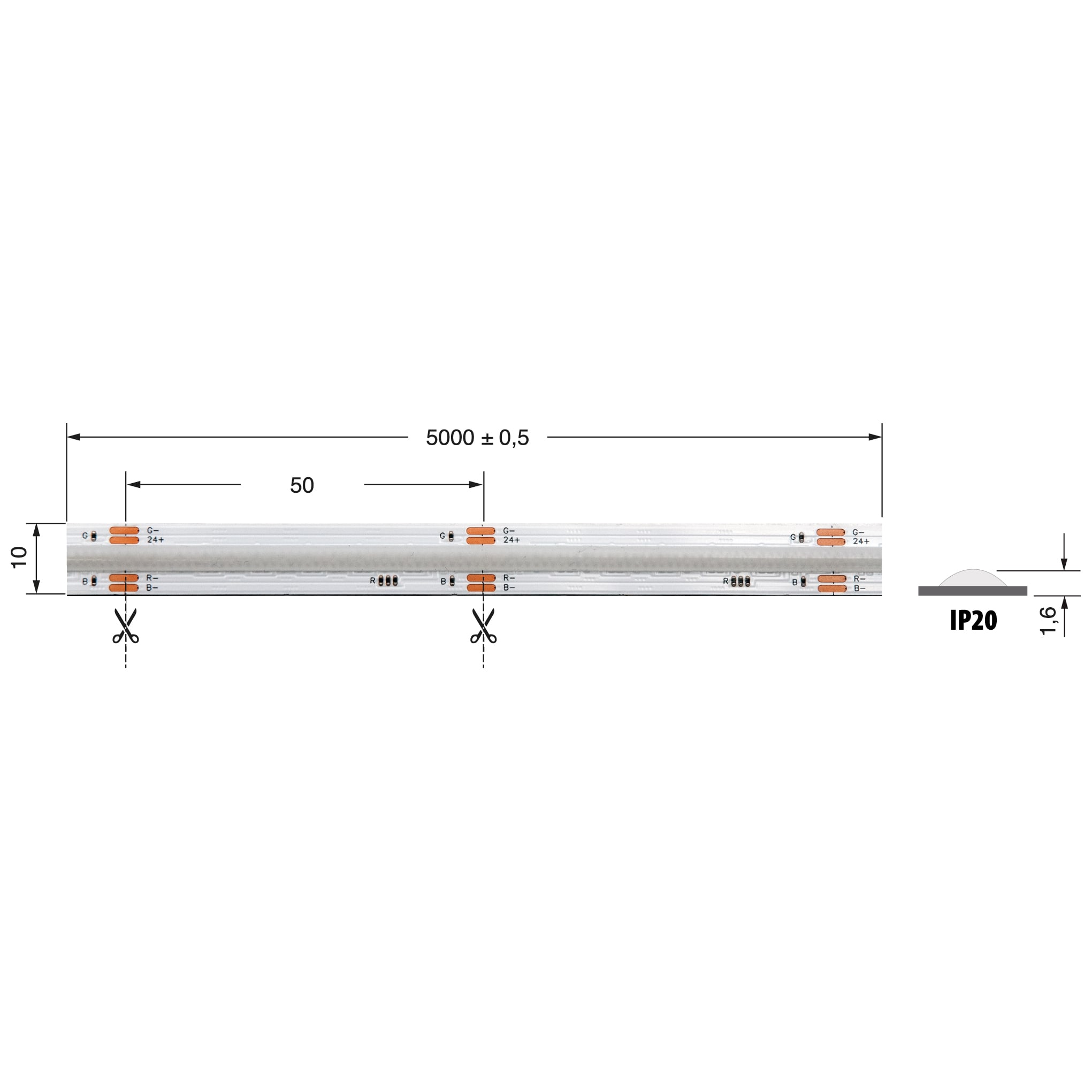 ELCART DISTRIBUTION - ERT186914000 STR.LED COB RGB 15W/M 24V IP20