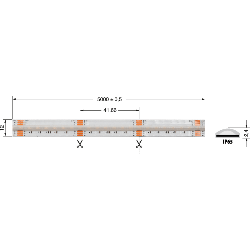 ELCART DISTRIBUTION - ERT186917000 STR.LED COB RGB+CCT 18WM 24V IP65