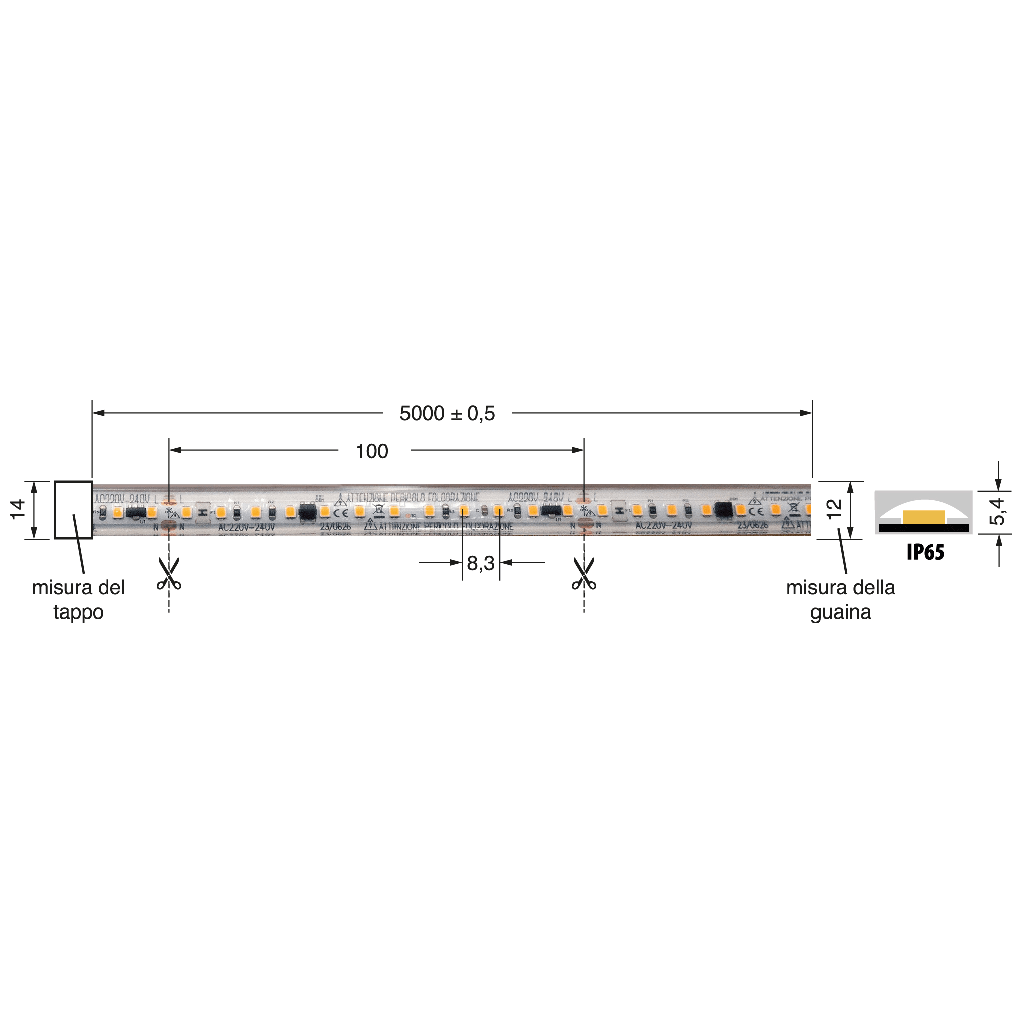 ELCART DISTRIBUTION - ERT187001000 STRI.LED 17W/M BF 220V IP65 5M