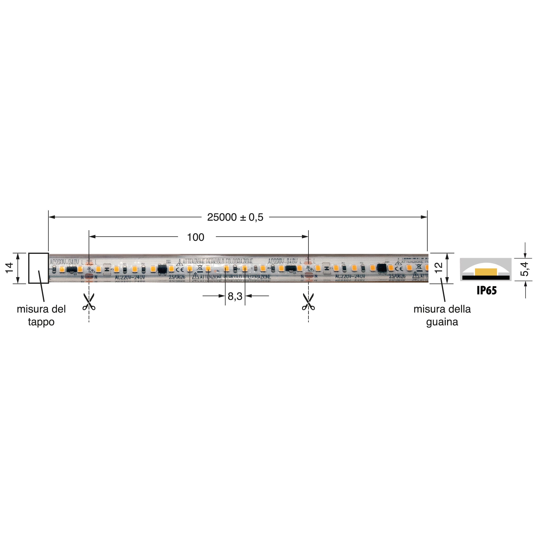 ELCART DISTRIBUTION - ERT187005200 STRI.LED 17W/M BN 220V IP65 25M