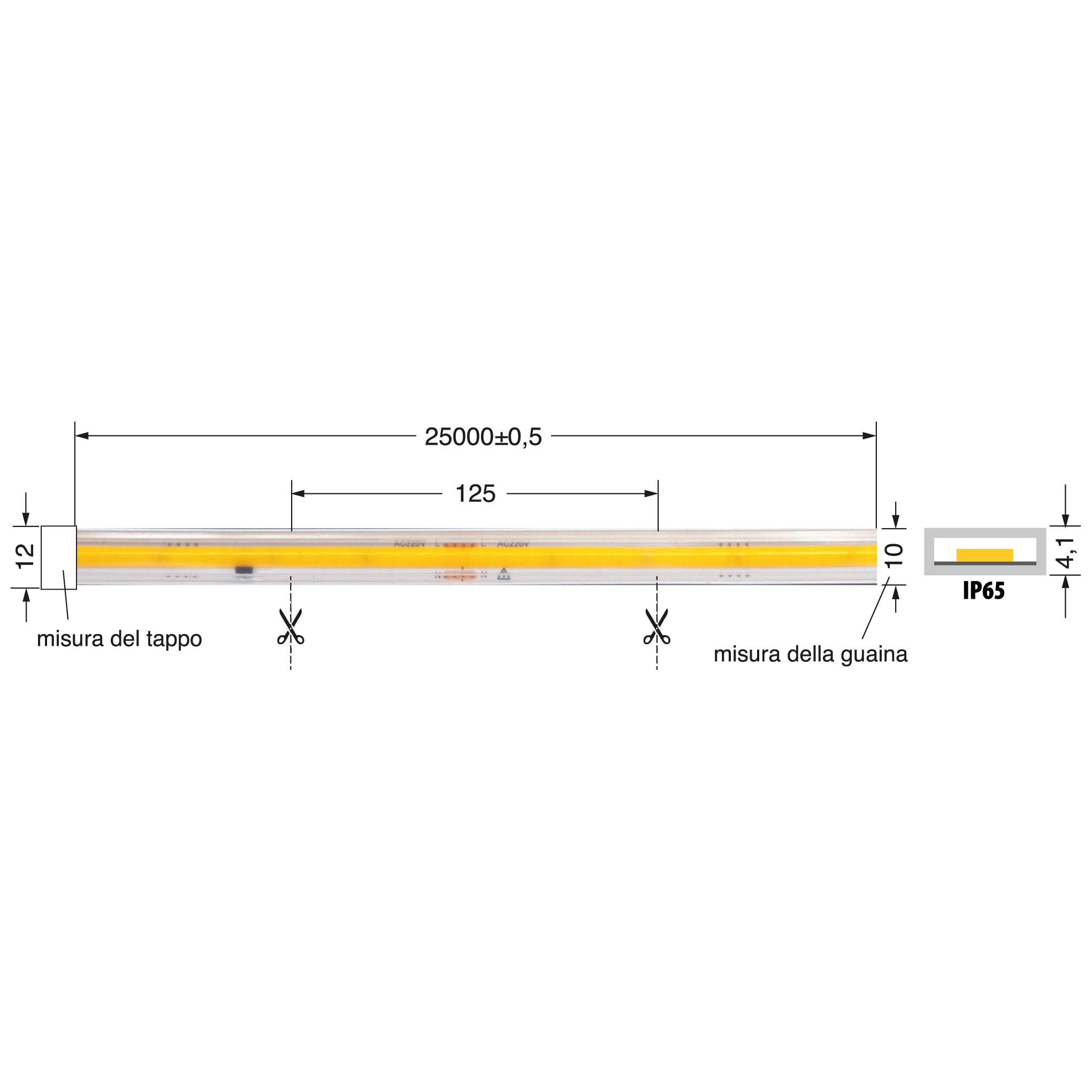 ELCART DISTRIBUTION - ERT187021400 COB STRIP 12W/M BC 220V IP65 25M