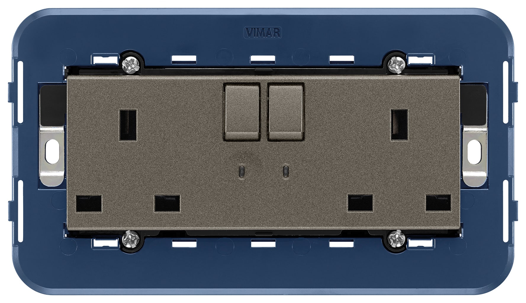 VIMAR SPA - VIW19222.L.M 2 PRESE 2P+T 13A INGLESE INT+SPIA METAL