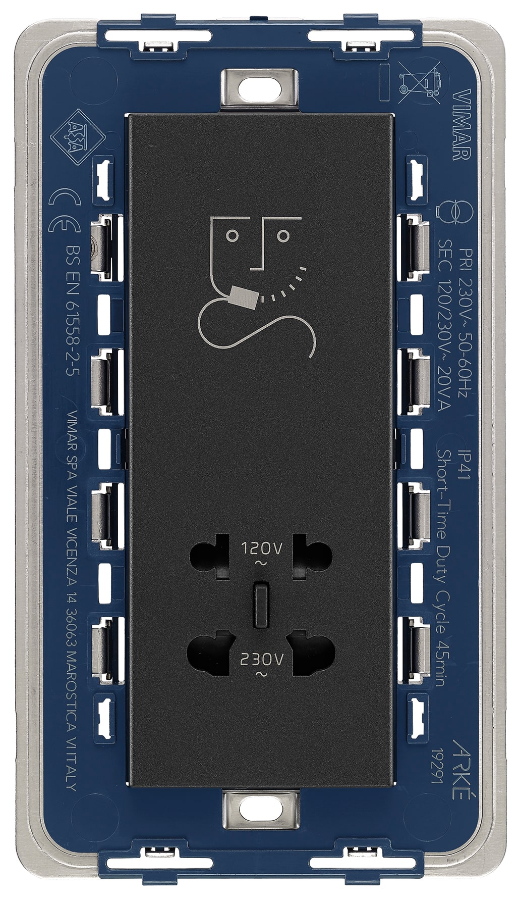 VIMAR SPA - VIW19291 PRESA PER RASOIO VERTICALE 230V GRIGIO