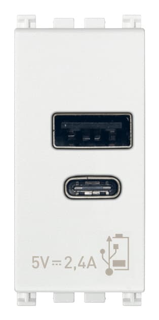 VIMAR SPA - VIW19292.AC.B ALIMENTATORE USB A+C 12W2,4A5V 1M BIANCO