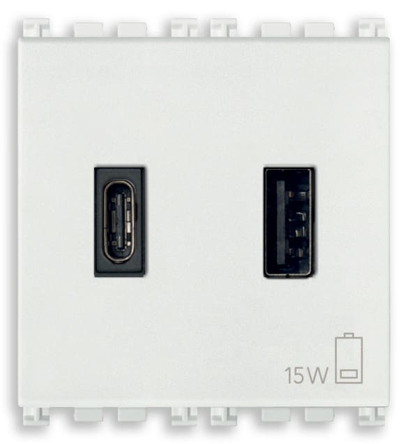 VIMAR SPA - VIW19295.AC.AB.B ALIMENTATORE USB A+C 15W3A5V2M ANTIB.B