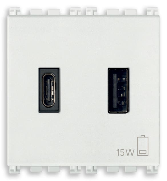 VIMAR SPA - VIW19295.AC.B ALIMENTATORE USB A+C 15W 3A 5V 2M BIANCO