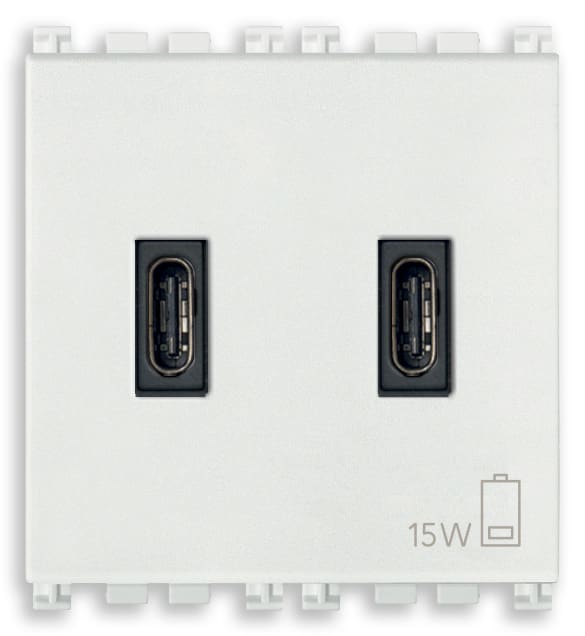 VIMAR SPA - VIW19295.CC.B ALIMENTATORE USB C+C 15W 3A 5V 2M BIANCO