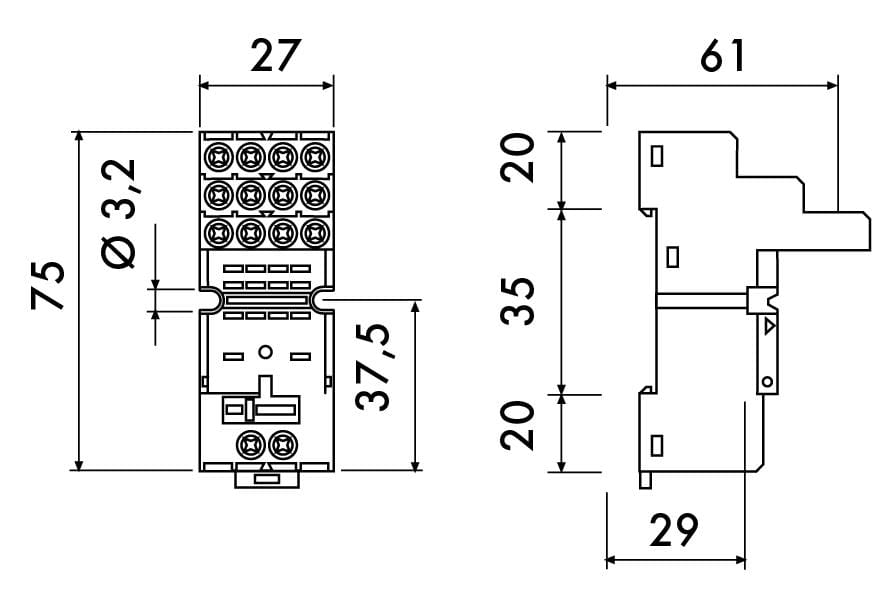 PERRY - PER1REES15/4S *ZOCCOLO PER RELE 4 SCAMBI