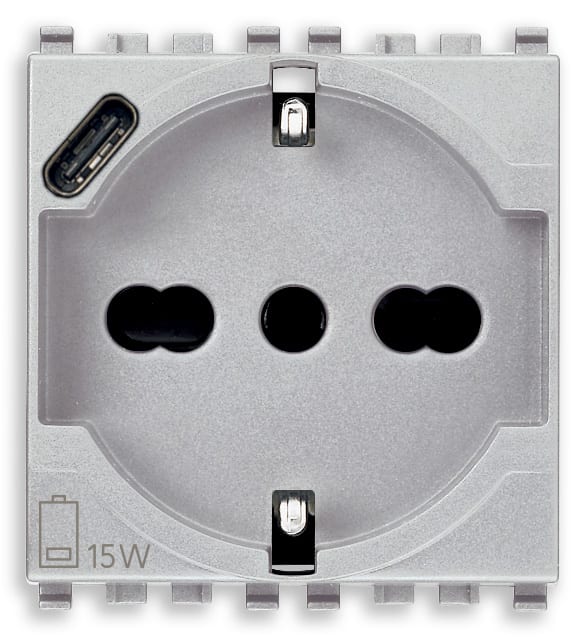VIMAR SPA - VIW20210.USB.N PRESA 2P+T 16A UNIVERSALE + USB C NEXT