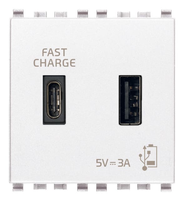 VIMAR SPA - VIW20295.AC.B ALIMENTATORE USB A+C 15W 3A 5V 2M BIANCO