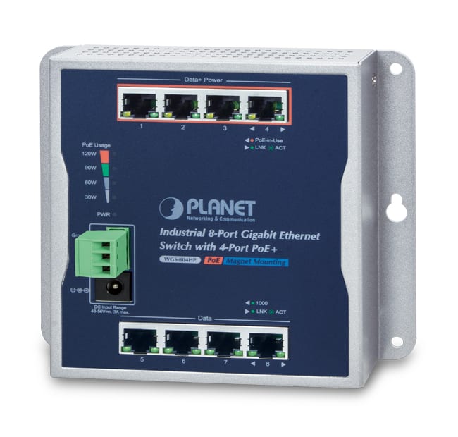 QUBIX SPA - QBX2032231 WGS-804HP IP30 IND. SW 8P(4 POE AT) FE