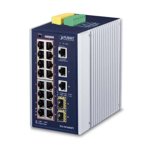 QUBIX SPA - QBX2032268 IGS-20160HPT IP30 16GE(POE+) 2TP+2SFP GE