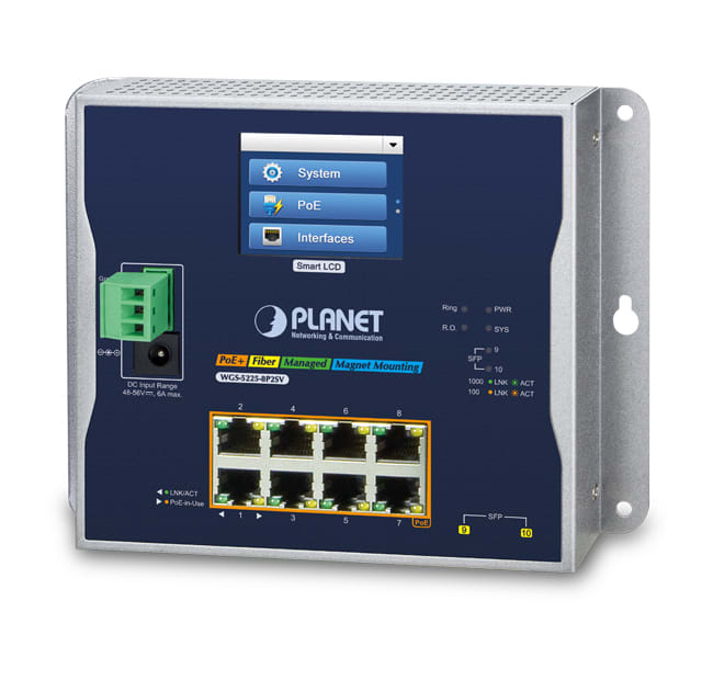 QUBIX SPA - QBX2032411 WGS-52258P2SV L2+ IP30 8GE POE+ 2SFP LCD