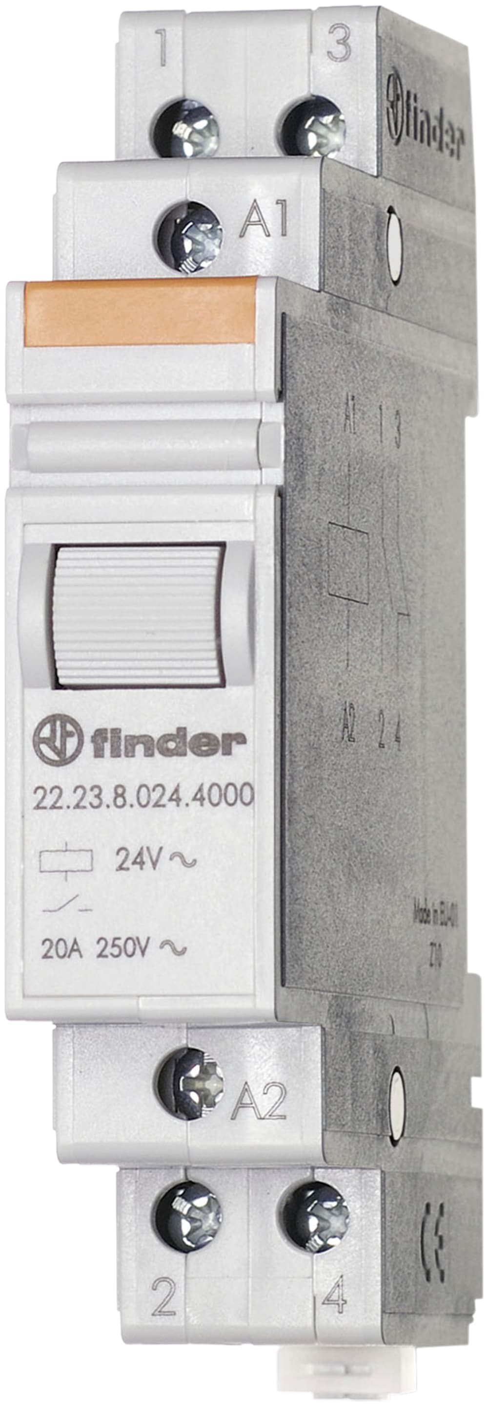 FINDER SPA - FIN222380484000 RELE MONOSTABILE 17.5MM 1NO+1NC 20A