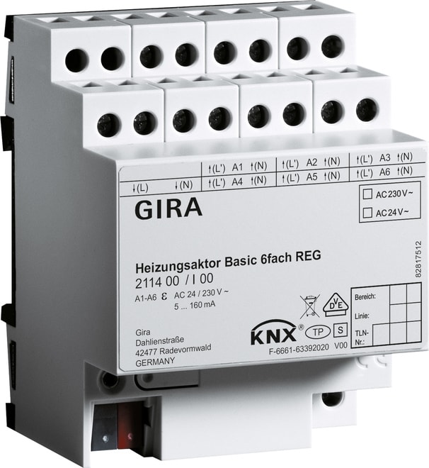GIRA - GIR211400 ATTUATORE RISCALDAMENTO BASIC 6 MODULI K