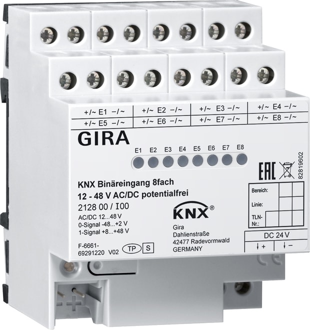 GIRA - GIR212800 INGR. BIN. 8 MOD. 12-48 V AC/DC POT. 0 K