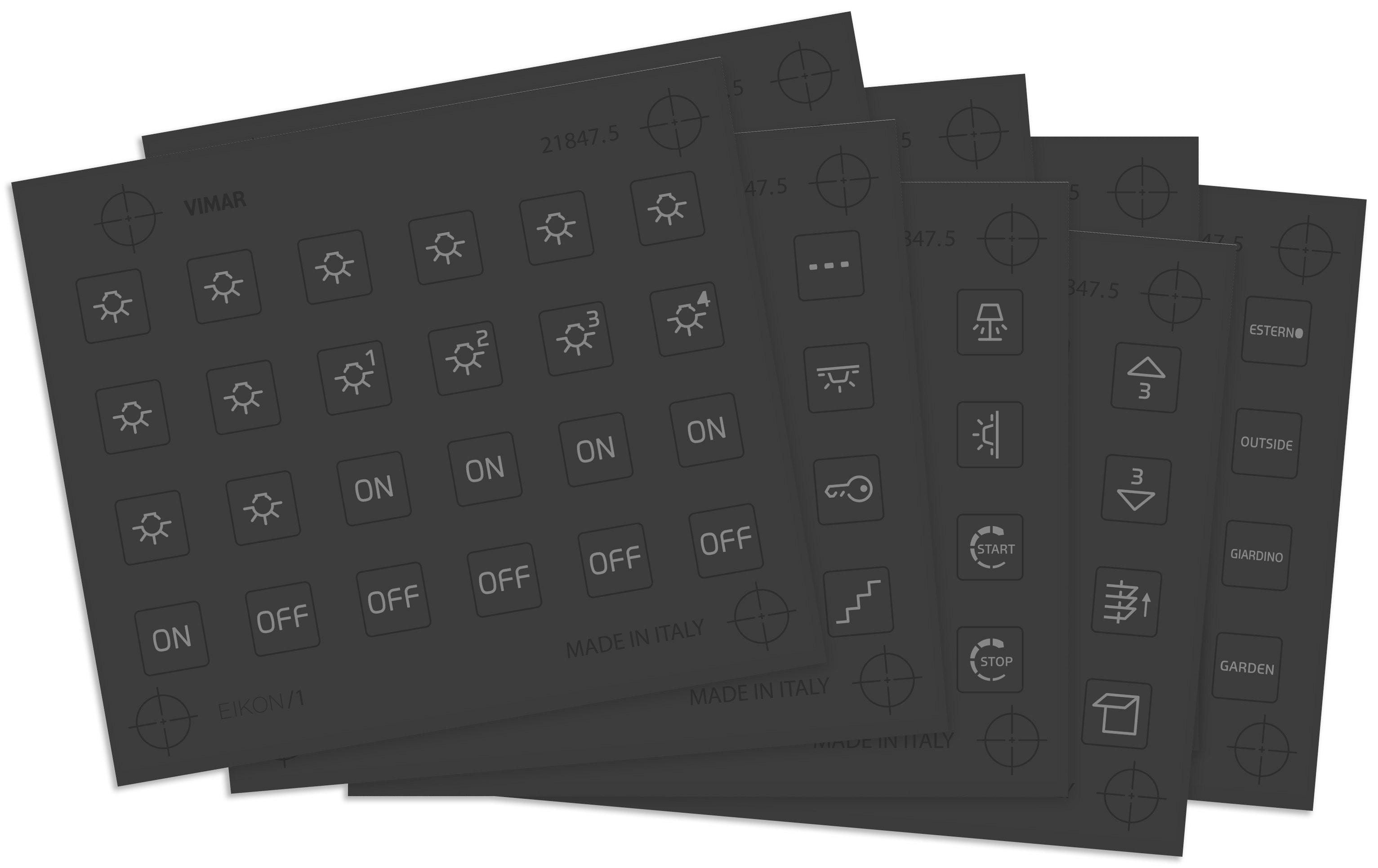 VIMAR SPA - VIW21847.5 8 FOGLI ETICHETTE SIMBOLI ILLUMINABILI