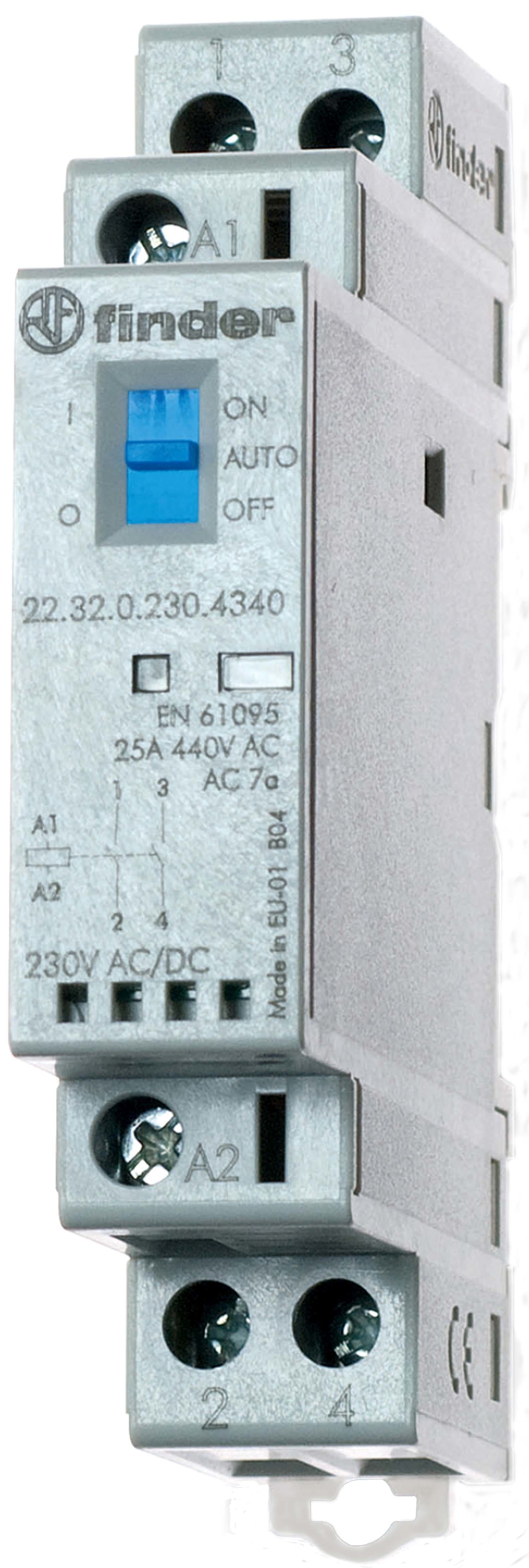 FINDER SPA - FIN223202301440 CONTATTORE 25A 2 CONTATTI 17.5MM