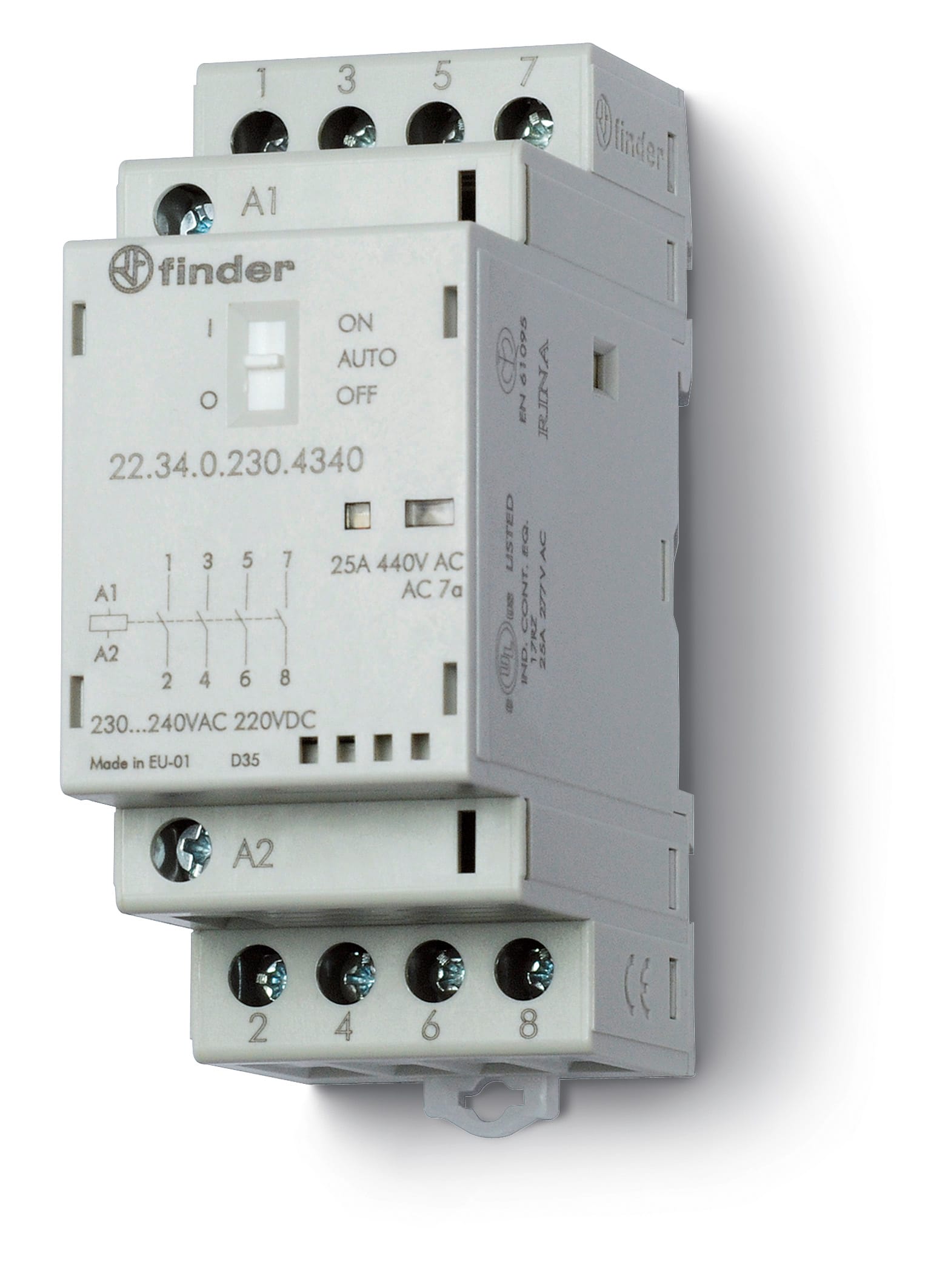 FINDER SPA - FIN223401204340 CONTATTORE 25A 4 CONTATTI 36MM