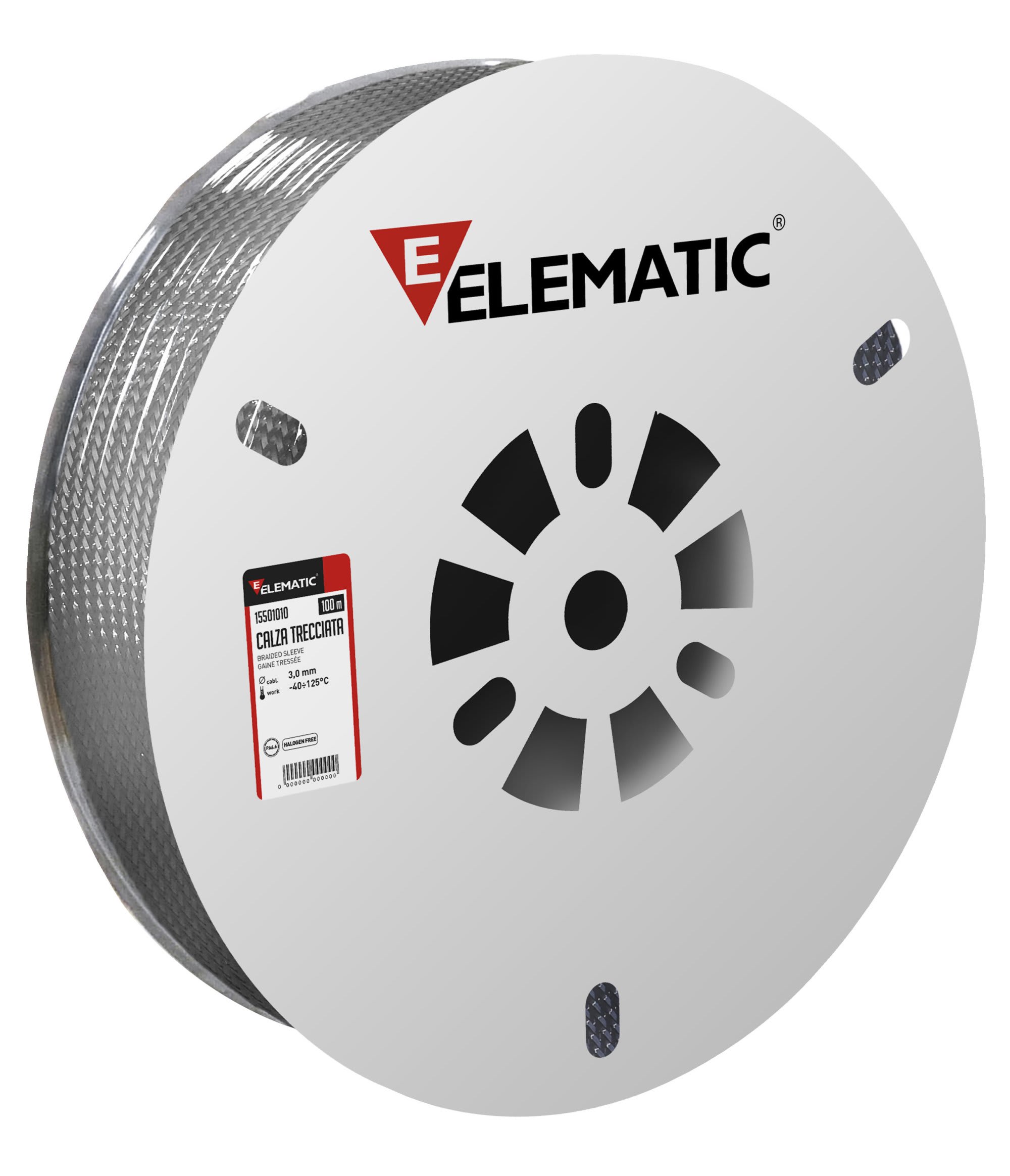 ELEMATIC SPIT - ITP15502015 CALZA TRECCIATA POLIESTERE NERA DIAM 15