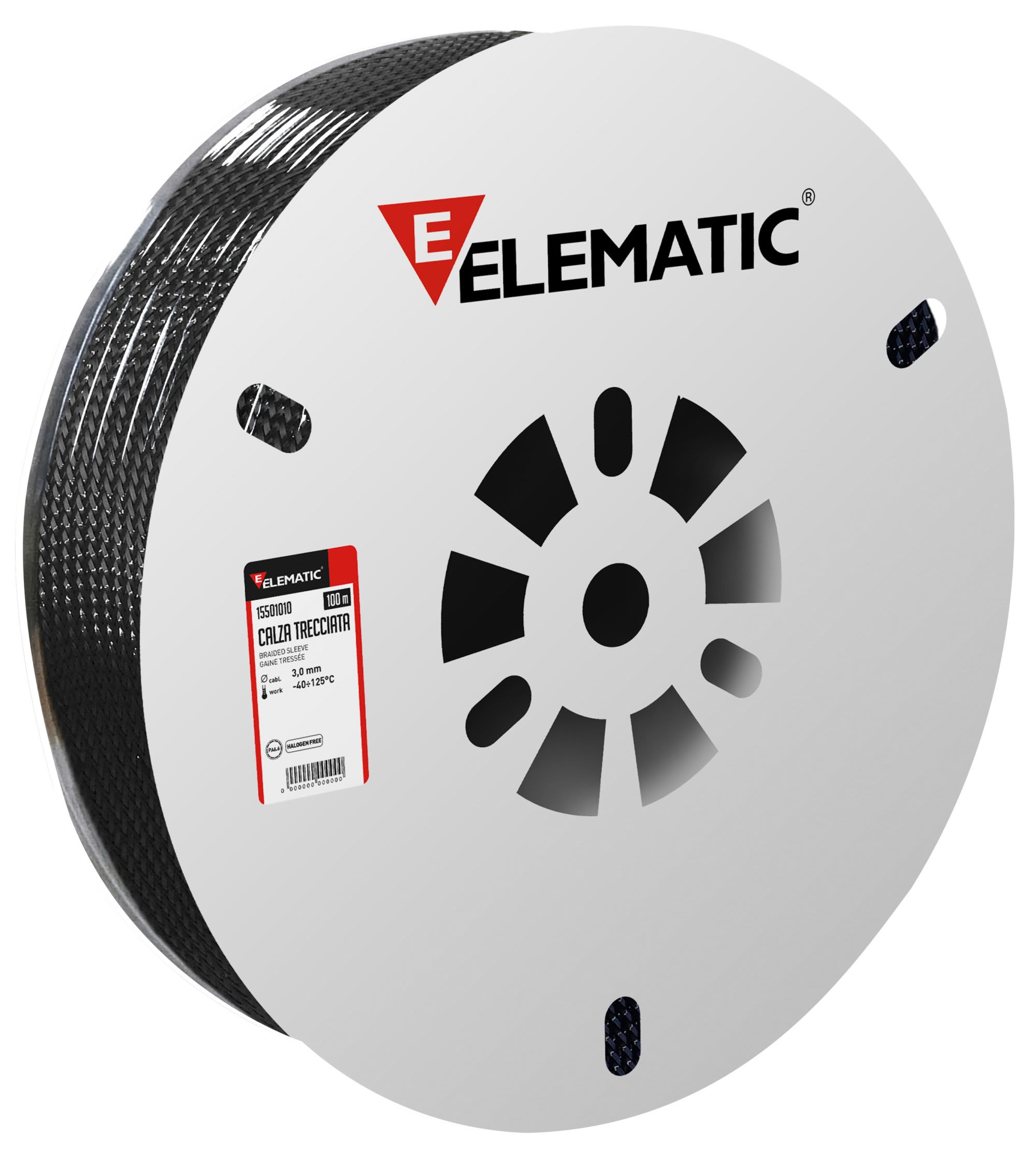 ELEMATIC SPIT - ITP15510025 CALZA TRECCIATA PA 6.6 GRIGIA DIAM 25