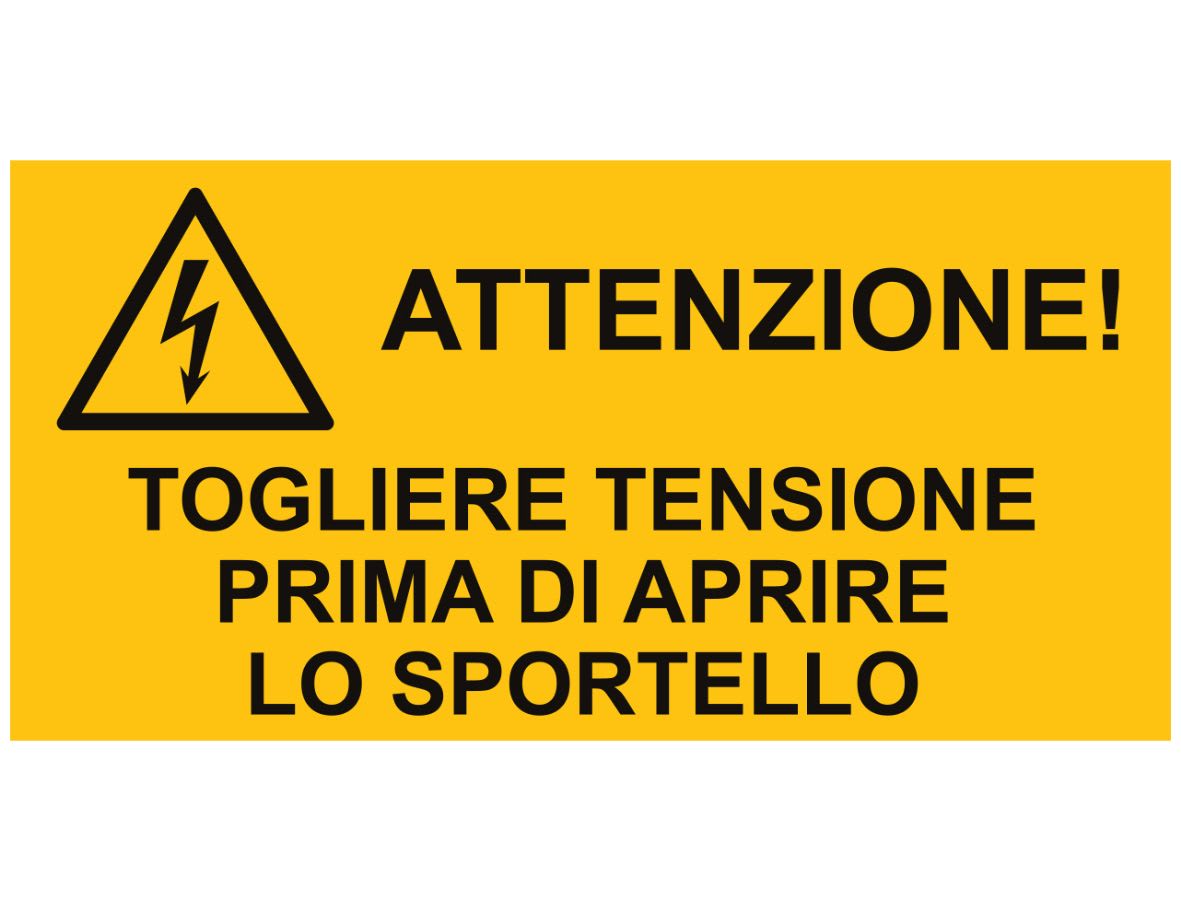 CEMBRE SPA - CEM268300-BULK ETICHETTA ADESIVA PER IMPIANTI ELETTRICI, TESTO "ATTENZIONE! TOGLIERE TENSIONE PRMA DI APRIRE LO SPORTELLO"