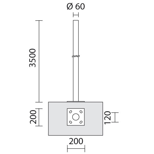 SIMES SPA - SMVS.2843.24 PALO D.60 FLANGIATO H.3,5M F.T.ANT