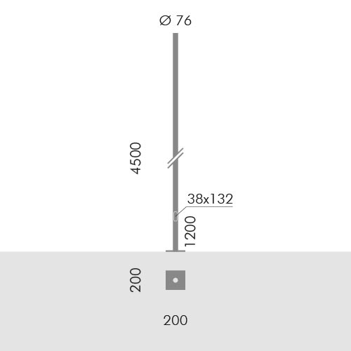 SIMES SPA - SMVS.2845.09 PALO D.76 FLA.H.4,5M F.T.+PORT. NER