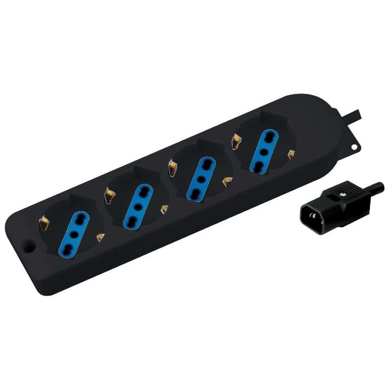 ELCART DISTRIBUTION - ERT280162000 PRESA MUL.4 POSTI SPINA C14 NERO