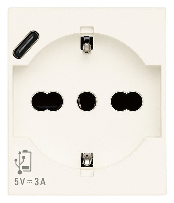 VIMAR SPA - VIW30210.USBB PRESA 2P+T 16A UNIVERSALE + USB C BIANCO
