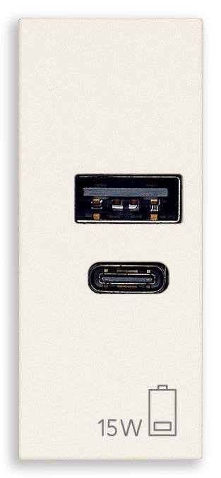 VIMAR SPA - VIW30292.AC15B ALIMENTATORE USB A+C 15W 5V 1M BIANCO