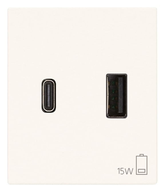 VIMAR SPA - VIW30295.ACB ALIMENTATORE USB A+C 15W 3A 5V 2M BIANCO