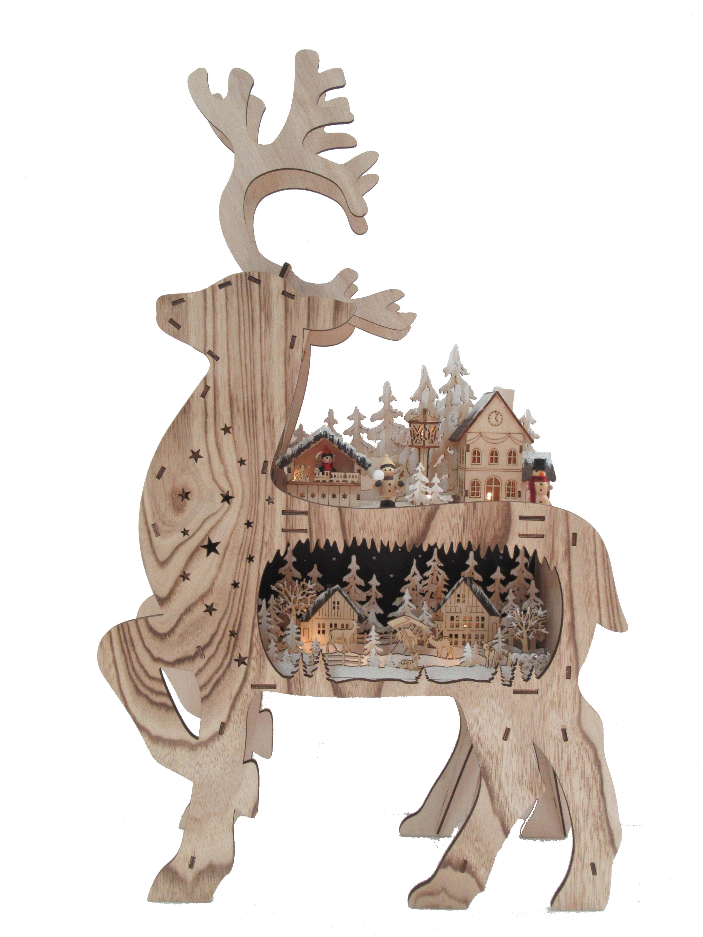 GIOCOPLAST NATALE SP - GCP31618097 RENNA C/VILL WOOD-CHARM C/LED BAT, 70X43