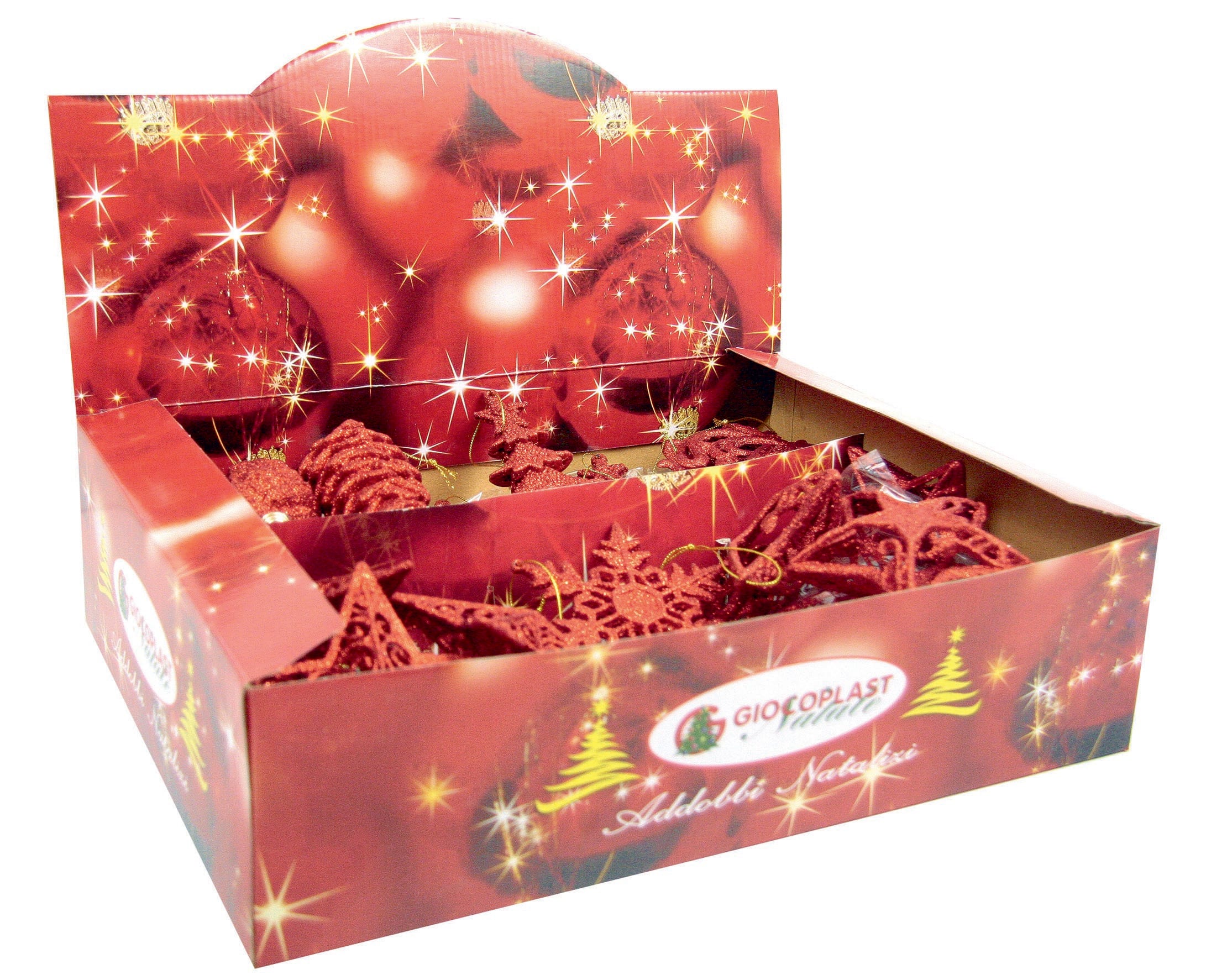 GIOCOPLAST NATALE SP - GCP33011151 ADDOBBI GLITTER ROSSO CM.10-15,