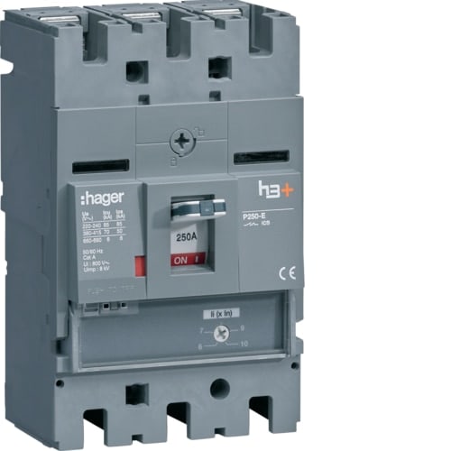 HAGER - HAGHET250BR INT AUT H3+ P250 MAG 3P 250A 70KA