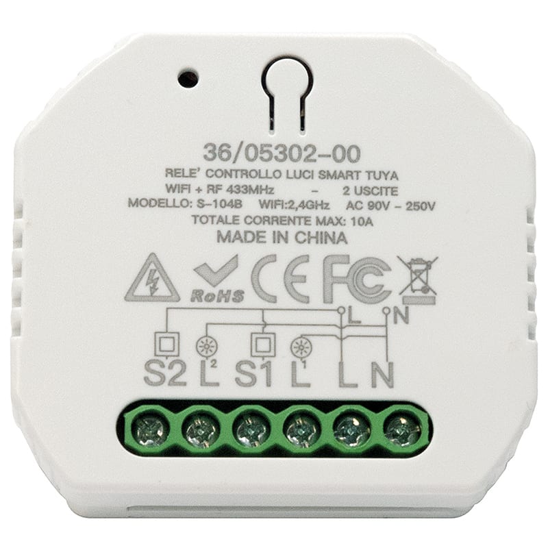 ELCART DISTRIBUTION - ERT360530200 RELE CONTROLLO LUCI TUYA 2CANALI