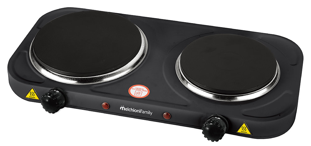 MELCHIONI SPA - MEM118360121 FORNELLO ELETTRICO 2 PIASTRE COOK2 NERO