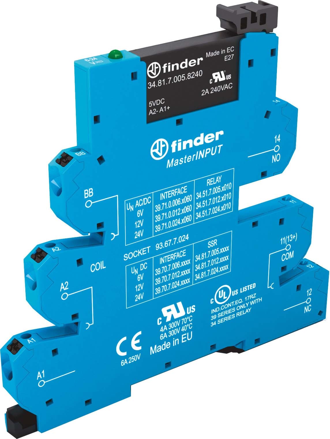 FINDER SPA - FIN397070069024 MASTERINPUT INTERF. SSR 1NO MORS.PUSH-IN