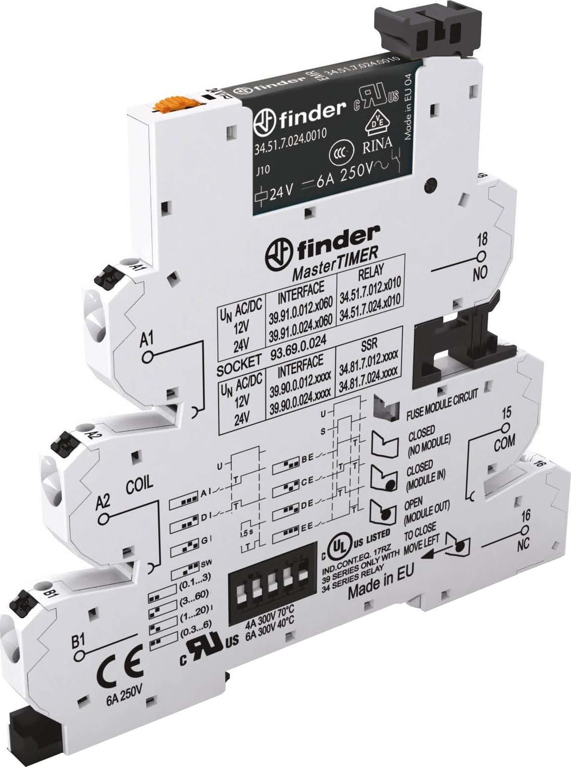 FINDER SPA - FIN399100120060 MASTERTIMER INTERF. EMR 1NO MORS.PUSH-IN