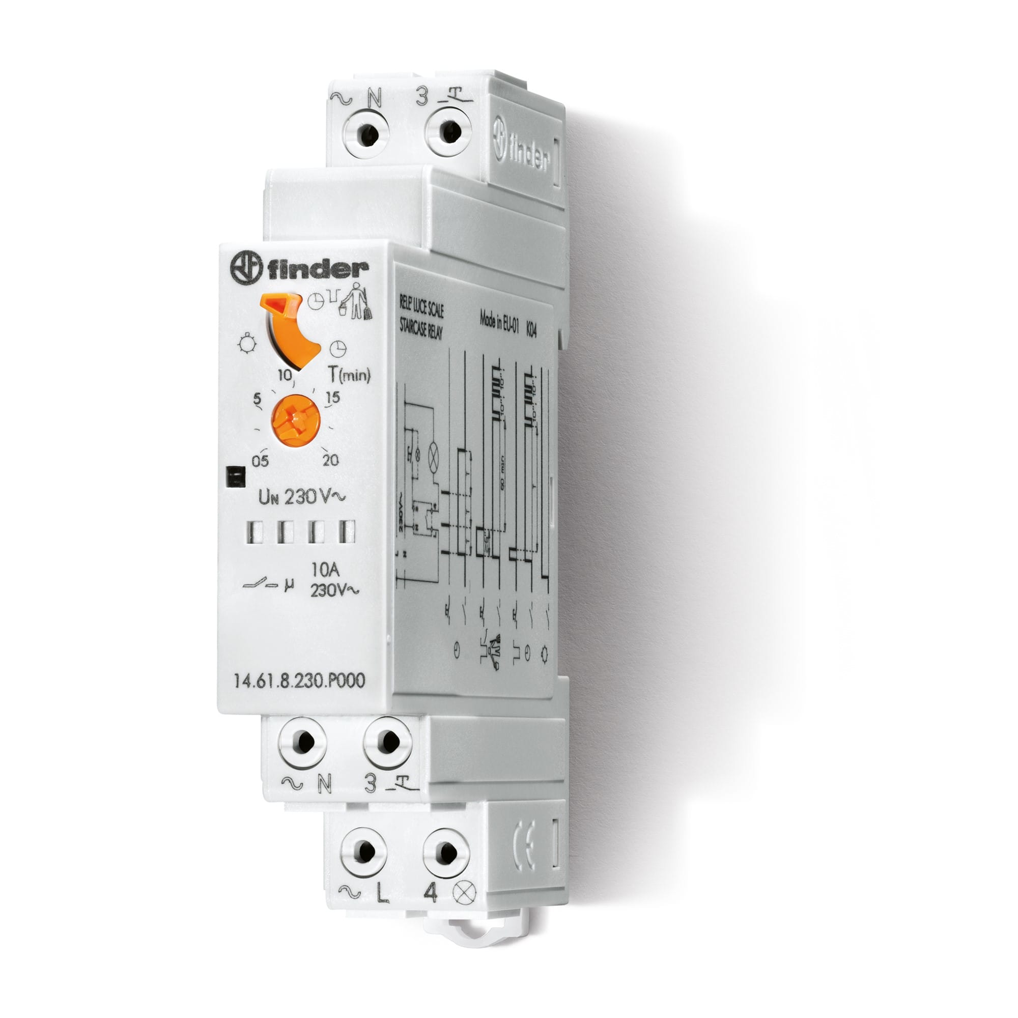 FINDER SPA - FIN14618230P000 LUCE SCALA DIN 17.5MM 1NO 20MIN PUSH-IN