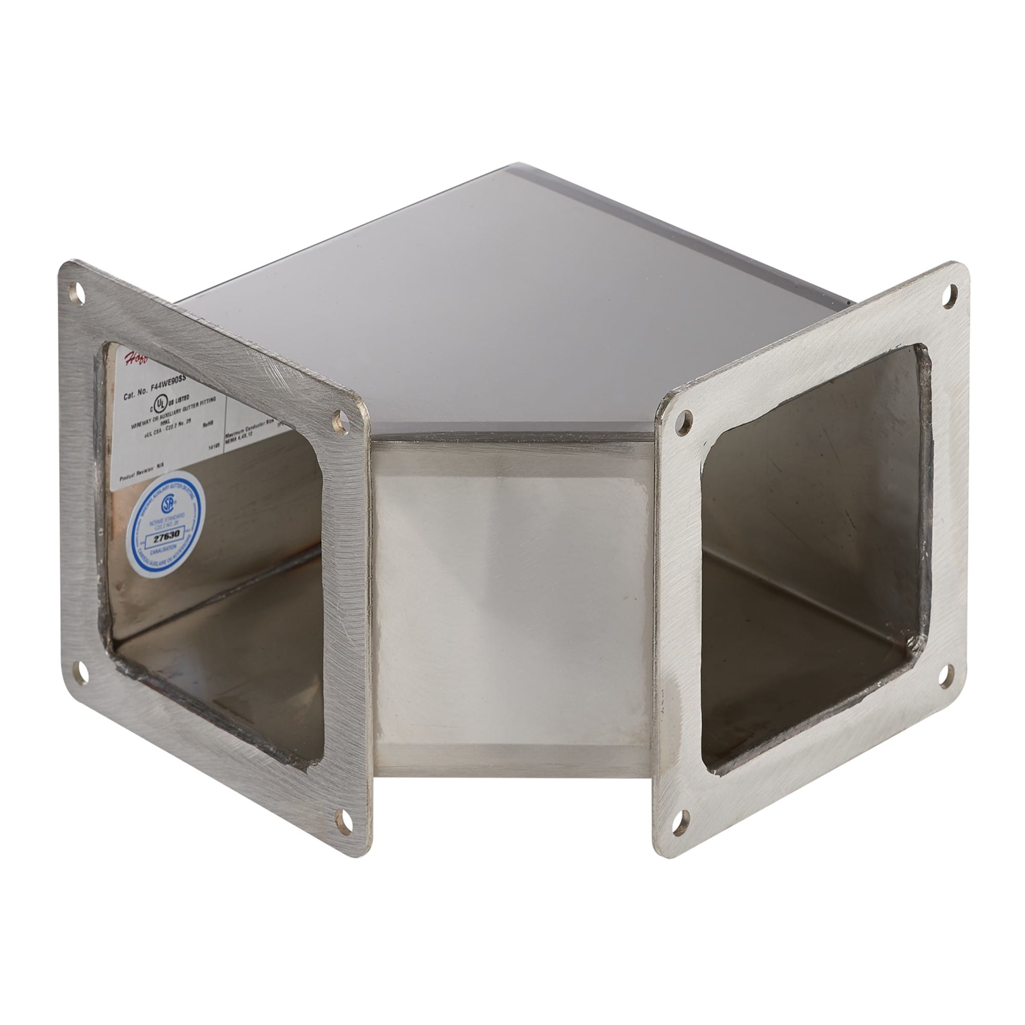 NVENT HOFFMAN - HOFF44WE90SS Gomito a 90 gradi passante per canalina, 4,00x4,00, spazzolato, acciaio inox 304