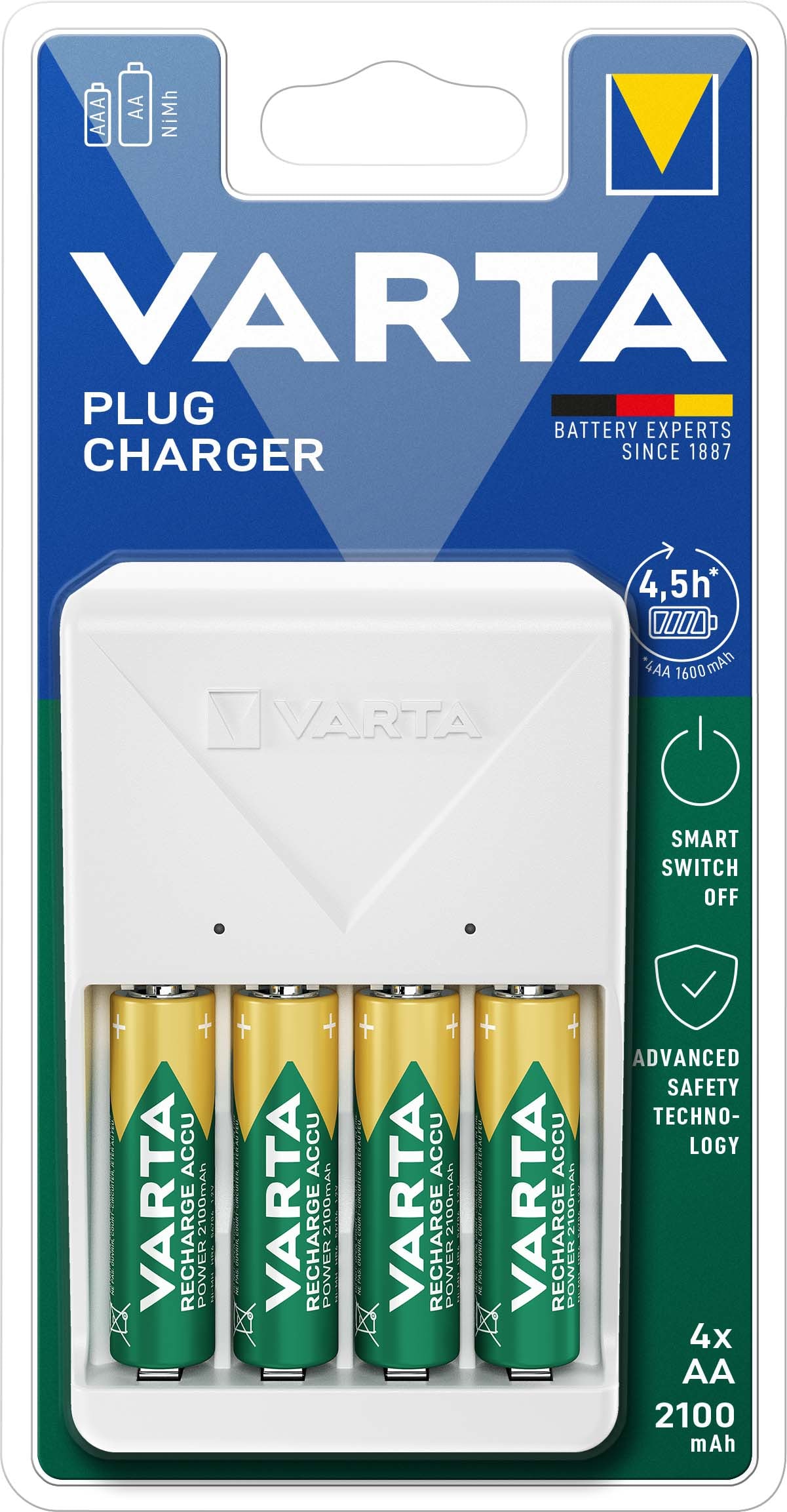 VARTA CONSUMER BATT - VAT57657101451 PLUG CHARGER + 4X 56706