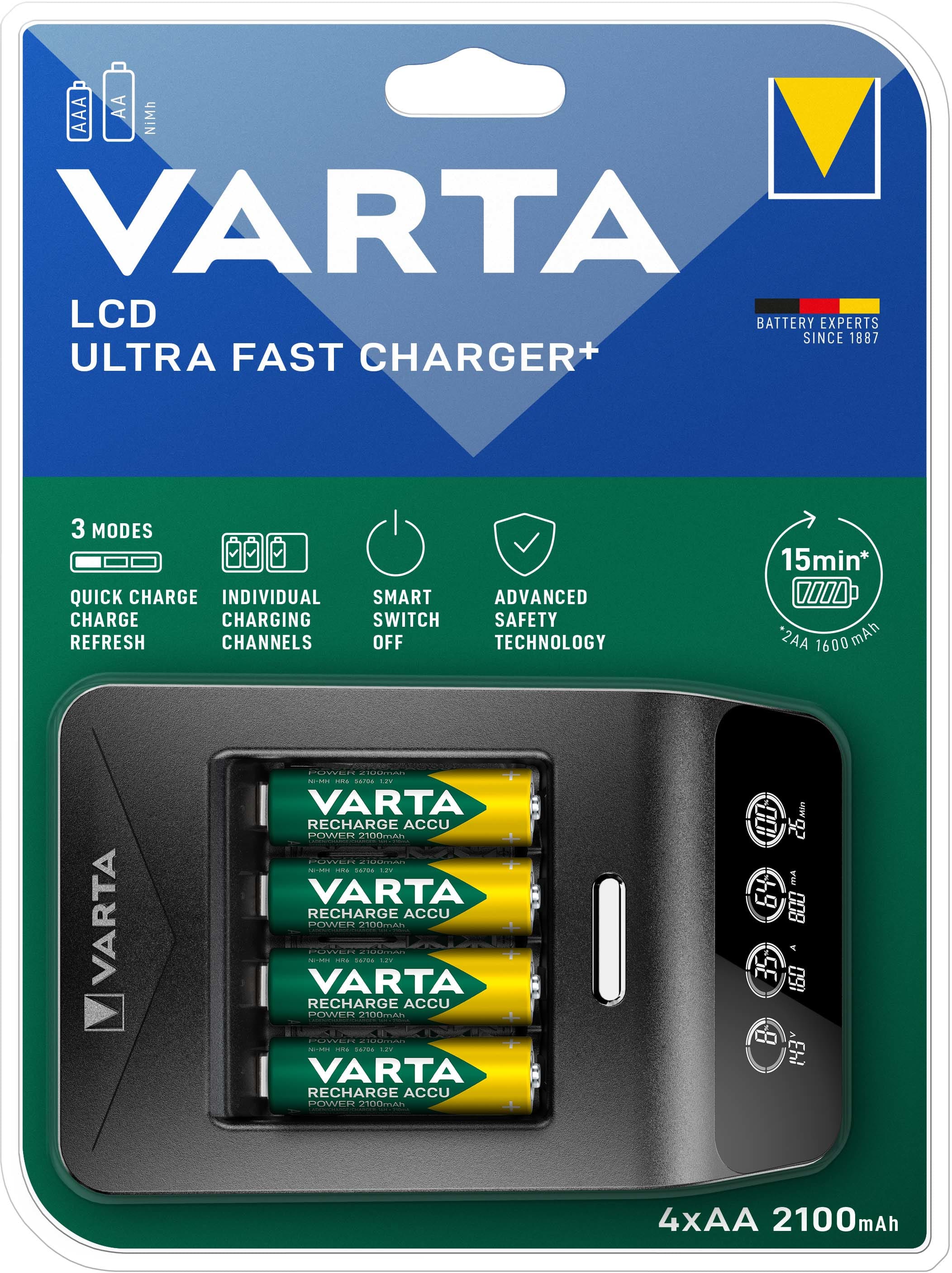 VARTA CONSUMER BATT - VAT57685101441 LCD ULTRA FAST CHARG+ (INCL. 4AA 2.100MA